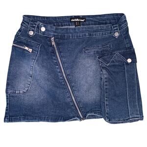 Denim Skirt Sz Small S Mini Zippered Edgy Y2K Distressed